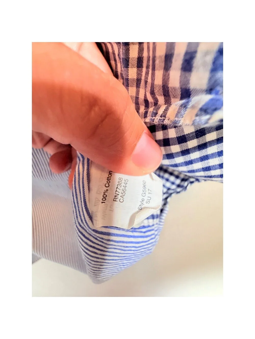J.Crew Mens Mixed Pattern Patchwork Shirt Blue Gingham Stripe G5960 Small